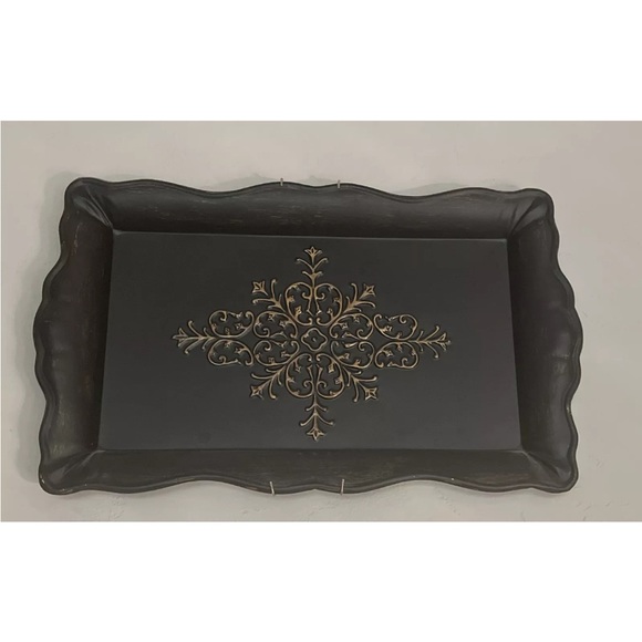 Metal Black Florentine Tray with Gold Accents - Southern Living At Home - Picture 2 of 2